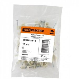 Скоба 10 мм плоская пластиковая TDM SQ0513-0014 (50 шт.)