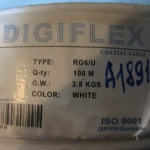 Кабель коаксиальный, белый, DIGIFLEX RG6/U 100M 3.8 KGS (бухта 100 м)
