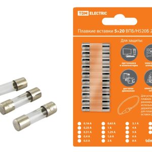 Предохранитель (плавкая вставка) 5х20 ВПТ/Н520Т 250 В 0,25 А (упак. 10 шт.)