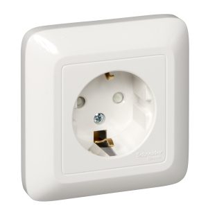 Розетка "ПРИМА" с заземлением, со шторками, 16А, 250В, белый, Schneider Electric РС16-004-б